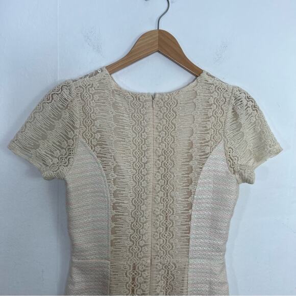 Anthropologie Champagne & Strawberry Fabric Mix Cream Sheath Dress Size M NWT - Picture 10 of 14